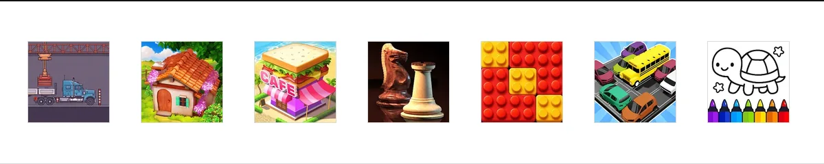 Row of icons for the seven audited mobile games currently on file