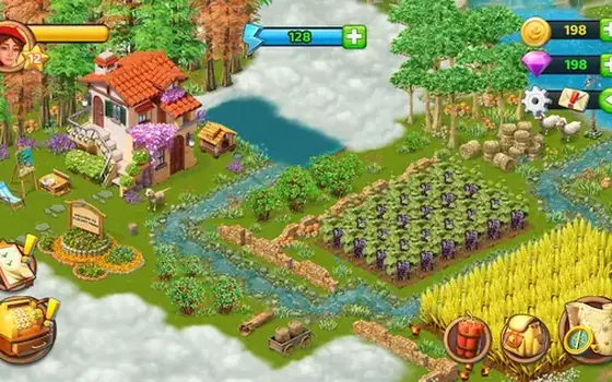 Tuscany Garden gameplay: a stone cottage with a tiled roof surrounded by flowering plants